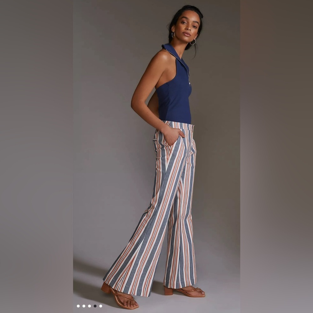 Anthropologie stripped flare pants size 4